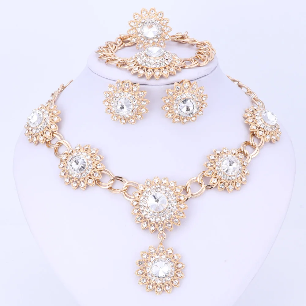 Женские Ювелирные наборы для невесты модные свадебные украшения кристалл