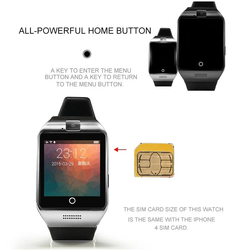 Bluetooth Smartwatch Q18 Smart Wrist Watch With TF SIM Card Camera and Touch Screen for Android IOS Phone PK DZ09 U8 | Электроника