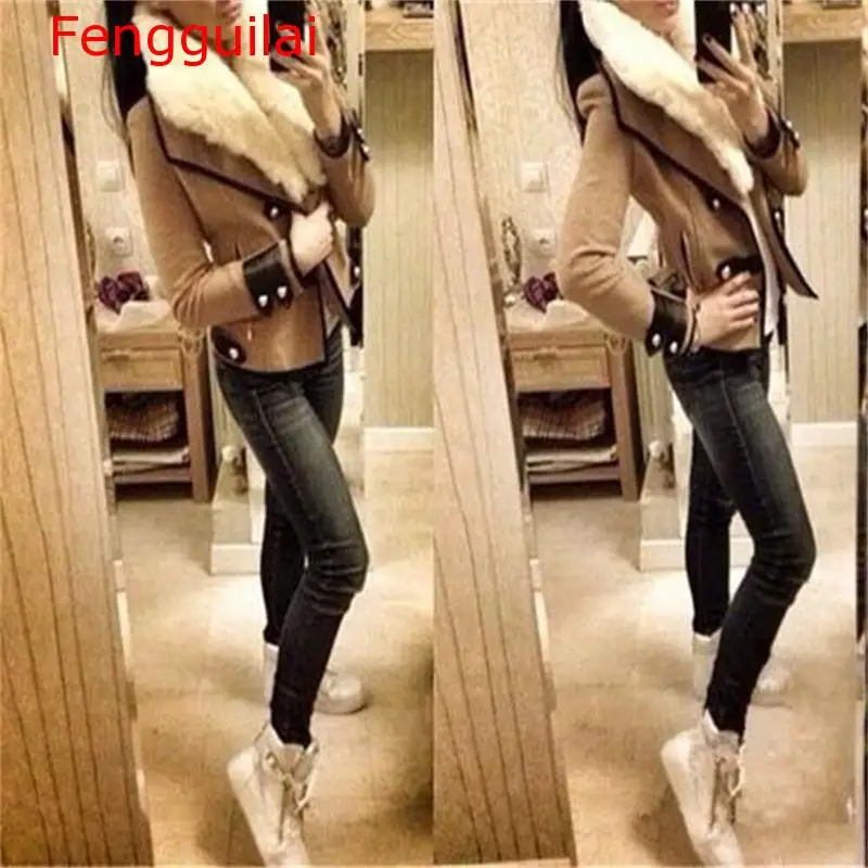 

Fengguilai Women Woollen Casual Coat Winter Autumn 2020 Fashion New Brand Zipper Slim Solid Parka Casaco Feminino