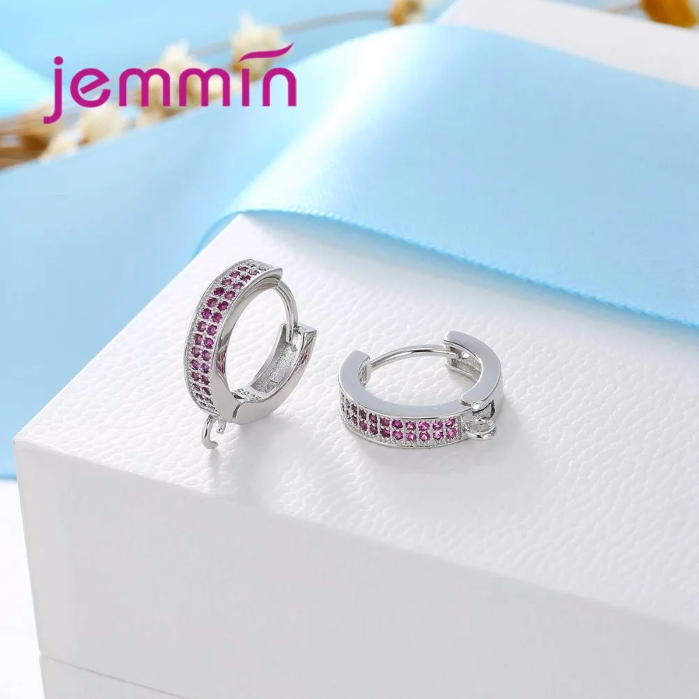 Серьги кольца женские из серебра 925 пробы с фианитами 10 шт./лот|hoop earrings|crystal hoop