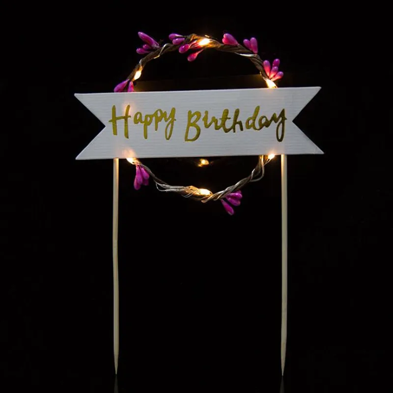 

LED Light Up Flashing Flower Cake Toppers Cake Flag Cake Event Party home decor wedding birthday
