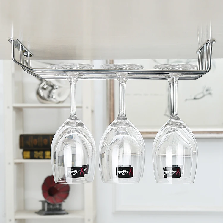 

Under Cabinet Wine Glass Stemware Rack Holder, wine cup holder ,Chrome 2 Rails