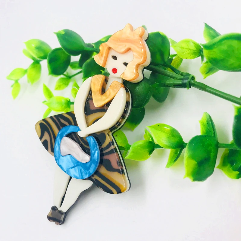 SexeMara/милый акрил брошь с дизайном Девочка и булавки для женщин акриловая смола