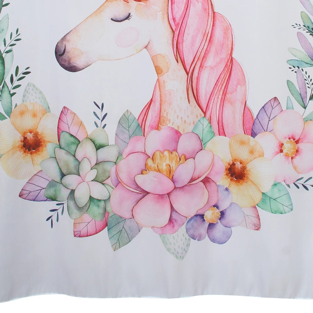 Полиэстеровая занавеска Happy Tree с изображением единорога и цветов