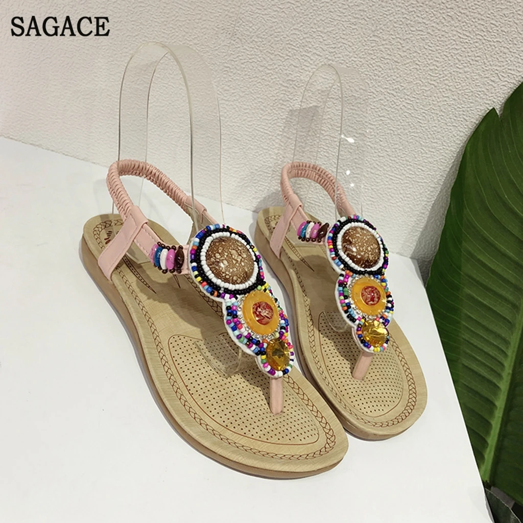 SAGACE/Женская Повседневная пляжная обувь в богемном стиле на плоской подошве