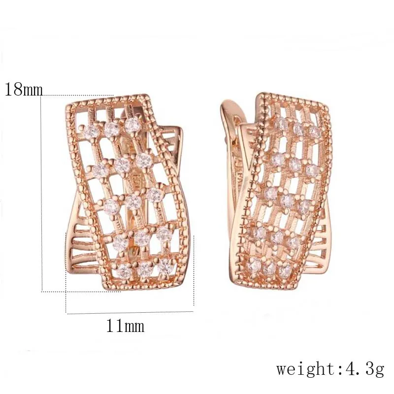 Женские веерообразные серьги подвески FJ с кристаллами цвета розового золота 585