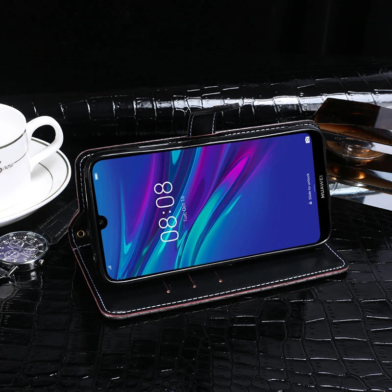 Чехол для Huawei Y6 Pro 2019 Роскошный кожаный флип-чехол защитный чехол телефона с