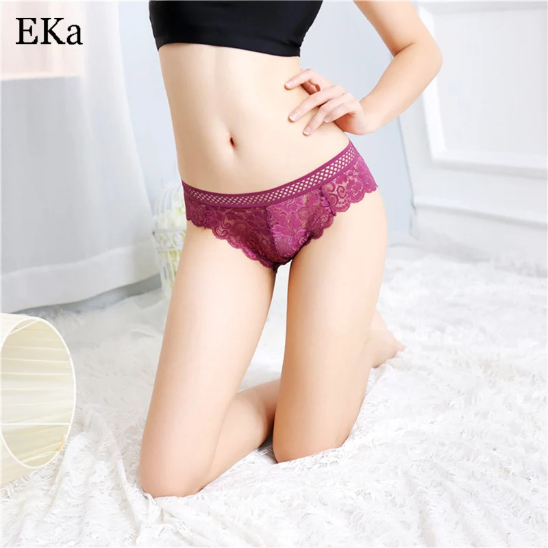 4 шт./лот Горячие Для женщин пикантные Кружево Трусики для цветы See Through лук-узел