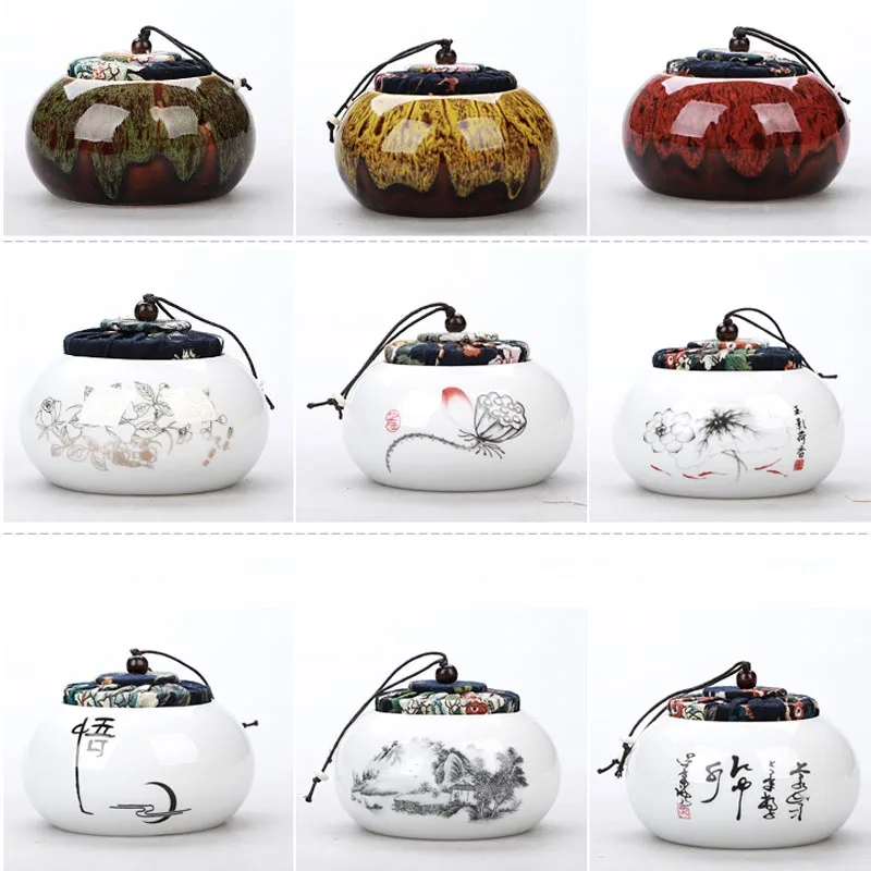 Винтажные портативные чайные банки с ручной росписью фарфоровый резервуар