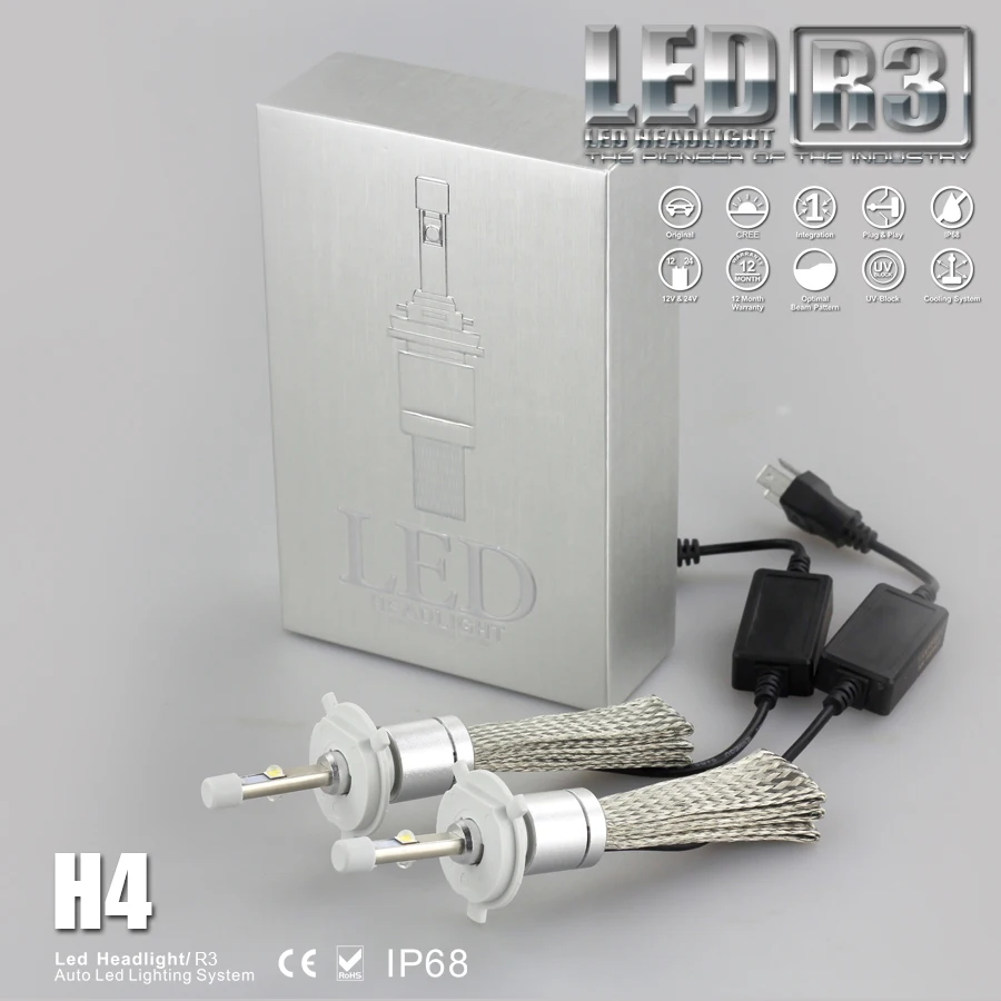 H4 все в одном R3 9600lm Plug & Play 3 9003 XHP 50 комплект автомобильных светодиодных фар bixenon