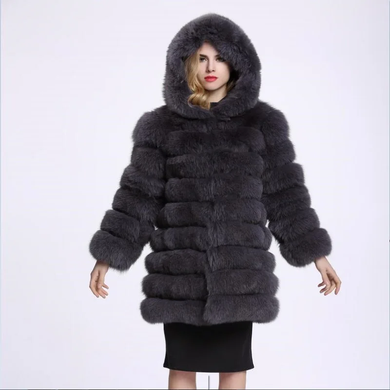 Пальто из искусственного меха, модное, casacas para mujer invierno, новинка, женское меховое пальто и куртка, пальто из лисьего меха, женское длинное пальто с капюшоном