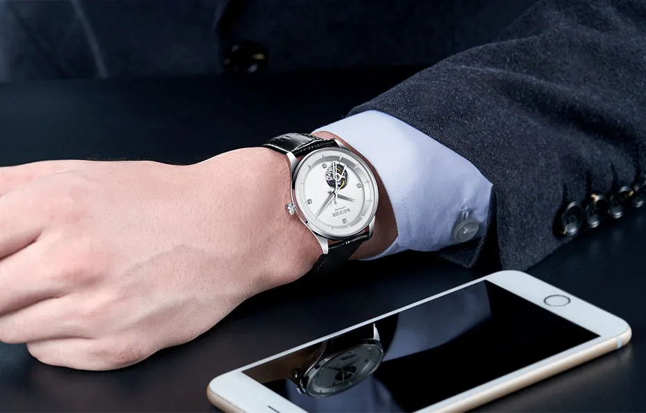 MEGIR Мужские часы механические Tourbillon Роскошные модные брендовые кожаные мужские спортивные часы мужские автоматические часы Relogio Masculino