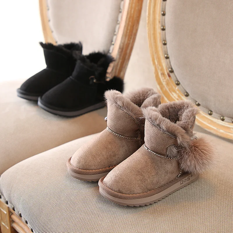 Зимние сапоги с натуральным мехом для девочек зимняя обувь розовые детские
