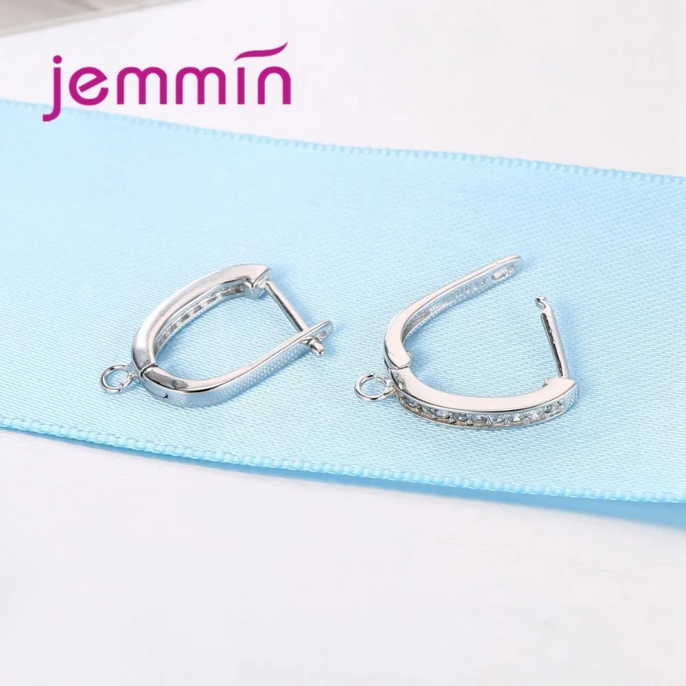 Brand Geometric U Shape Fine Jewelry Findings Earring Components 925 Sterling Silver Crystal Hoop Earrings DIY Accessory | Украшения и
