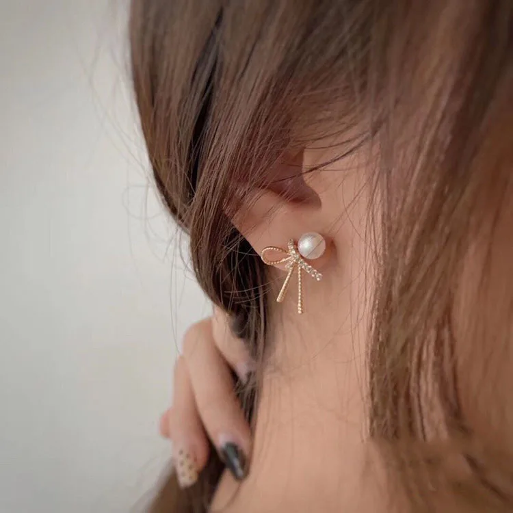 2019 New Arrival Bowknot Crystal Women Classic Stud Earrings Luxury Designer Jewelry For Fashion Accessories |