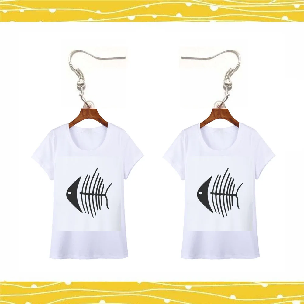 

Acrylic Kpop Fashion Women Ladies Girl Jewelry Dangle Earrings Clothes Fish Bone T Shirt Style Pendant Big Drop Earring