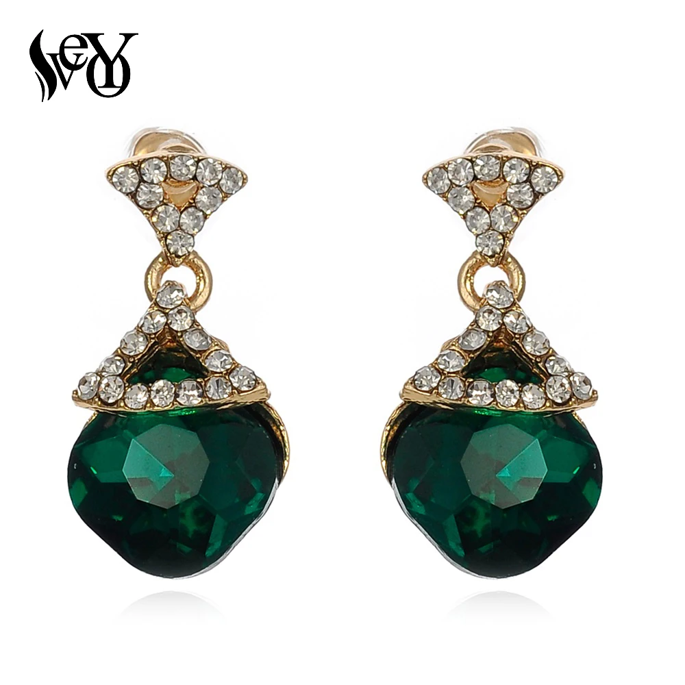 

VEYO 4 Colors New Fashion Crystal Drop Earrings For Women Round Rhinestone Dangle Earrings Wedding Jewelry Wholesale