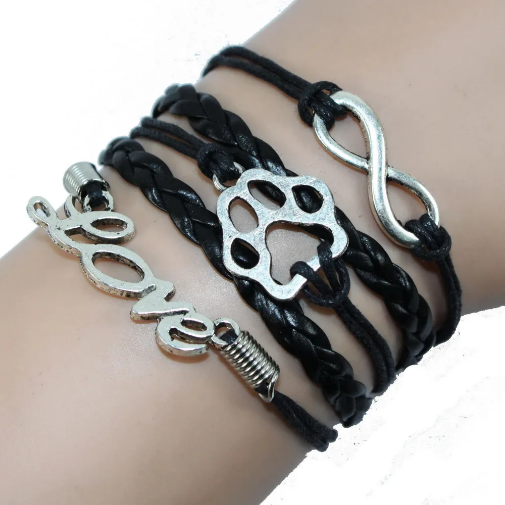Дропшиппинг Бесконечность любовь Тигр амулет лапа Многослойный кожаный браслет
