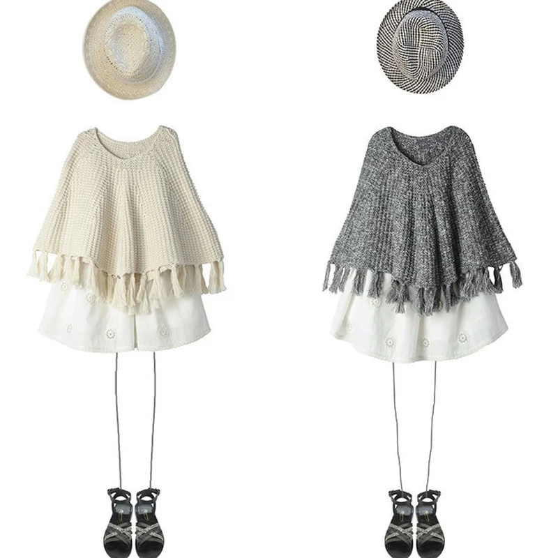 New 2019 Spring Fashion Baby Girls Sweaters Toddler 1-6Y Cloak Sweater Kids Cute Hooded Knitted Children Clothing | Детская одежда и