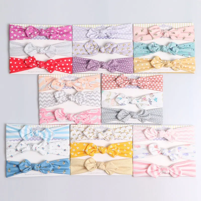 3 шт./лот новая повязка на голову для девочек хлопковая с бантом Детские