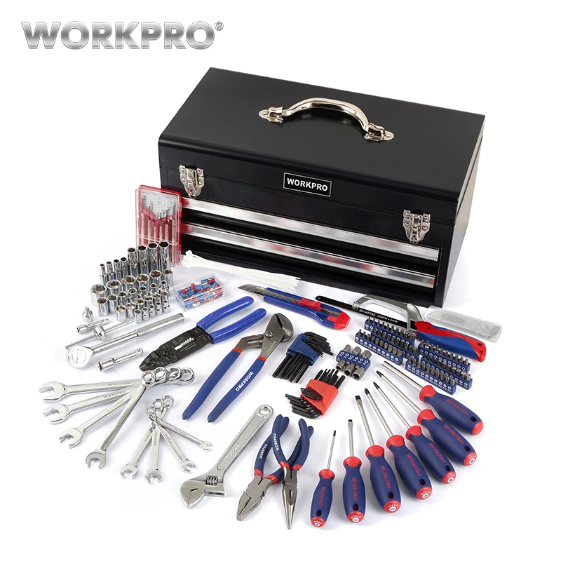 WORKPRO 229PC металлический ящик для инструментов Набор домашних набор бытовых