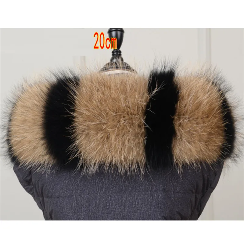 100% Меховой Воротник из енота Модный зимний теплый женский шарф натурального меха