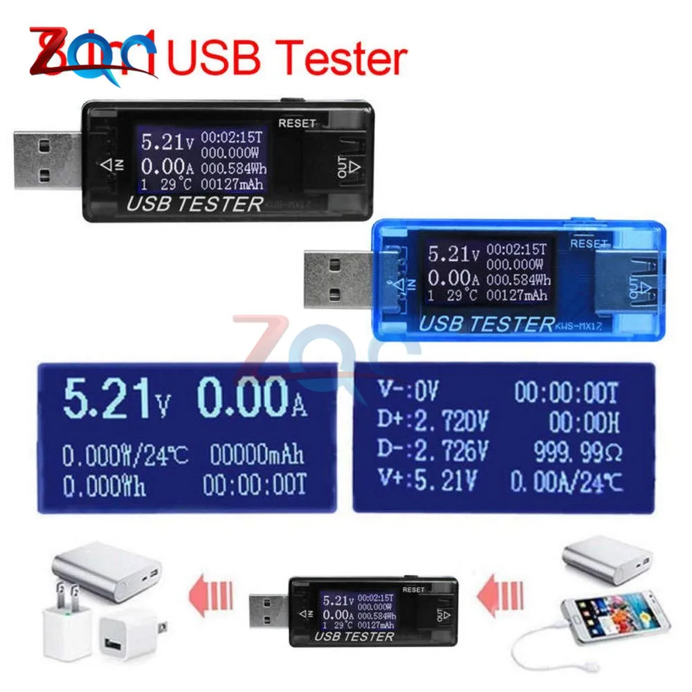 8 в 1 QC2.0 QC3.0 DC 4-30 в Электрический банк питания USB Емкость тестер напряжения измеритель тока монитор цифровой вольтметр Амперметр