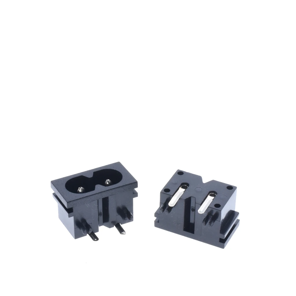 10Pcs AC 250V 2.5A Right Angle Black Male Plug IEC320 C8 Power Socket Connector 180-F02