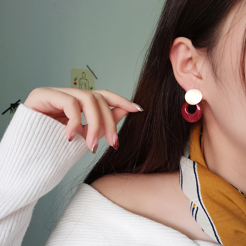 HUANZHI 2019 Корея карамельный цвет Металл золото неправильные изогнутые круг