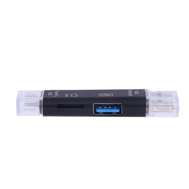 Черный 3 в 1 type-C кардридер Micro usb type-C флэш-накопитель адаптер разъем высокая скорость TF устройство для чтения карт памяти для Macbook телефон OTG - Цвет: Черный