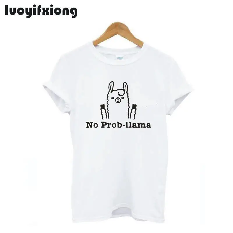 Футболка женская с принтом ламы и коротким рукавом милая Повседневная модная