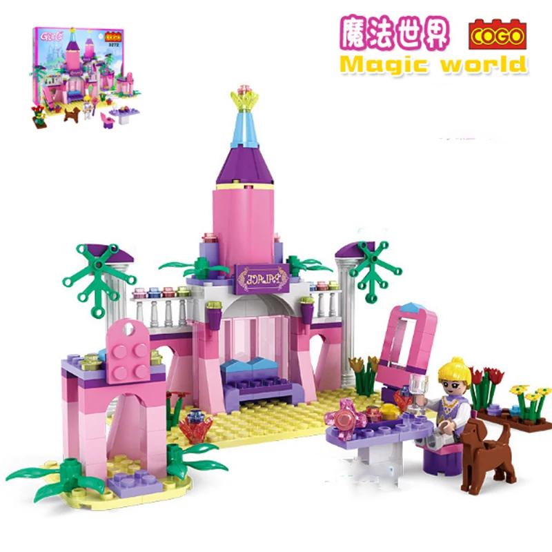 Cogo Принцесса замок игрушка принцесса розовый строительные блоки девушка