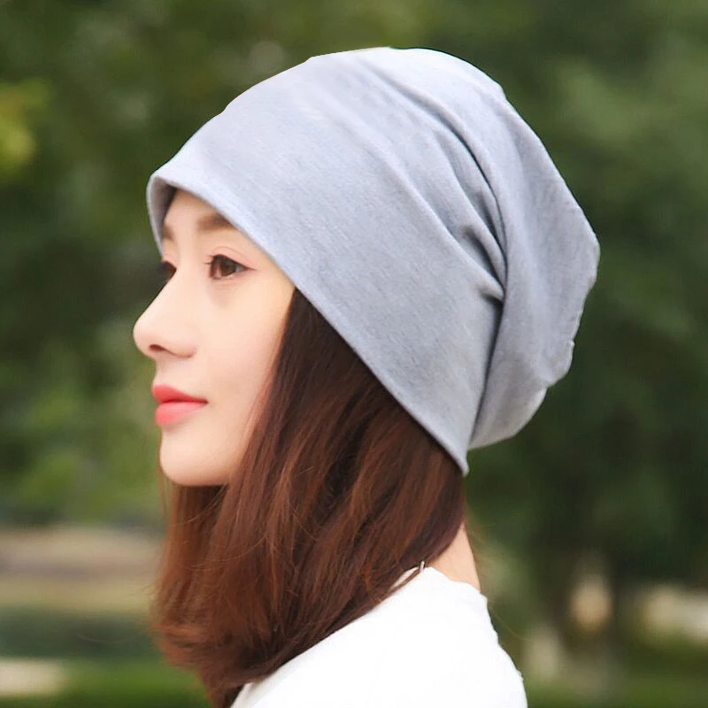 light grey Longkeader женская зимняя шапка женская повседневная хлопок сплошной цвет платок дамские весенние осенние вязаные шапки шарф шапка шапки для девочек - Цвет: light grey