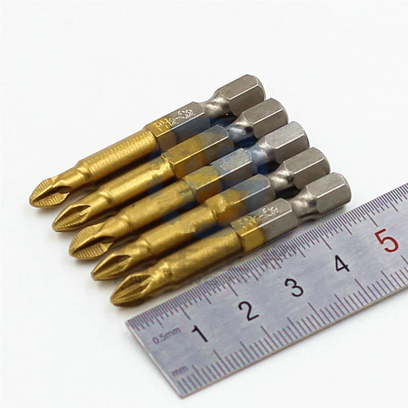 

5 pieces Power Drill Bit Tool PH2 Phillips Cross 1/4 Hex Shank Magnetic 50mm Length Non-slip drill Screwdriver for Power Tool
