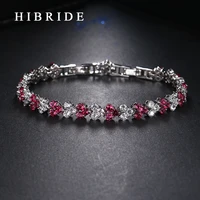 hibride fashion bracelets for women white red heart shape cubic zirconia charm bracelets for party gifts b 008