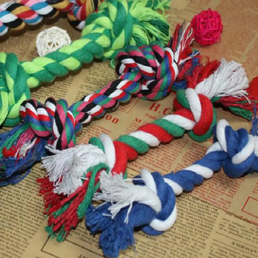 Pet Dog Teeth Clean Puppy Cotton Chew Rope Knot Supplie Durable Braided Bone Toy Funny Tool 17cm (Random) and 18 cm |