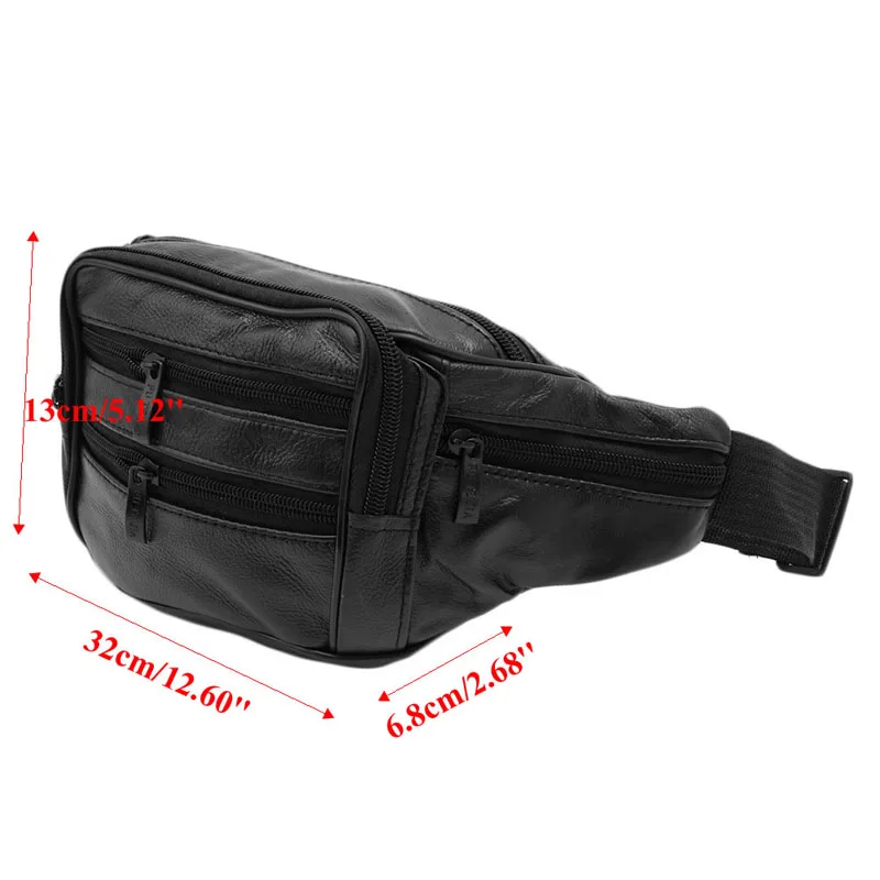 

Men's Male Leather Messenger Bag Waist Pack Pouch Pouch Motorcycle Multifunction Vintage Fashion Solid Zip Pillow 2020