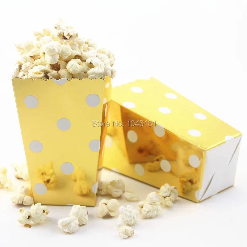 Ipalmay 120 шт. Фольга Золотая/серебряная бумажная коробка для попкорна ретро