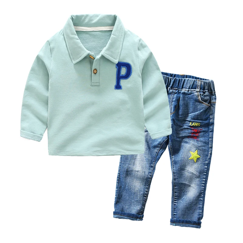 Комплект одежды для маленьких мальчиков Детские рубашки-поло с длинными