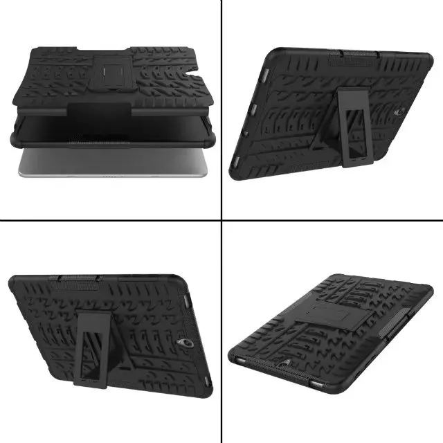 2 в 1 армированный силиконовый гибридный прочный чехол с подставкой для больших