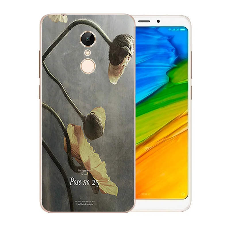 5.7 inch For Xiaomi Redmi 5 Phone Case Soft Silicone TPU Back Cover for Protect Blossom Pattern xaomi funda |