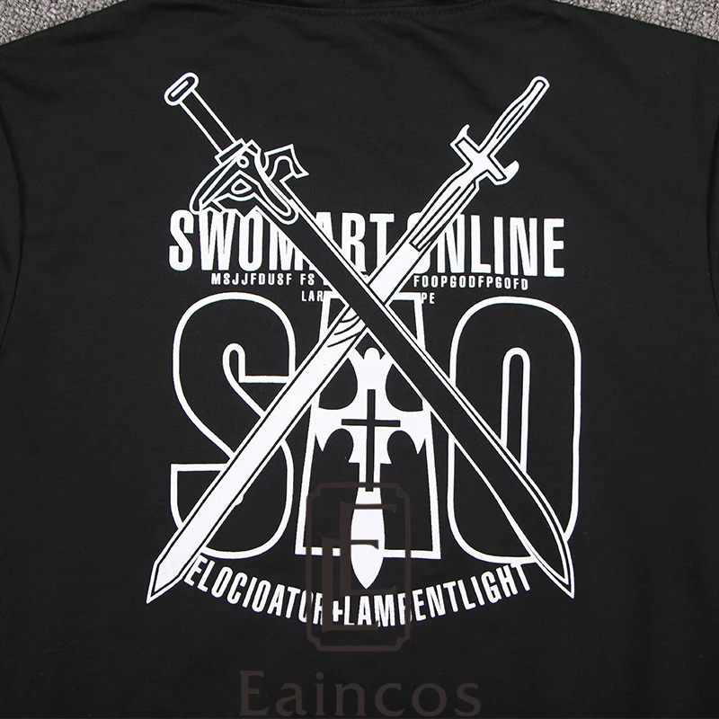 Костюм киригая из аниме Искусство меча онлайн тонкая черная кофта с капюшоном