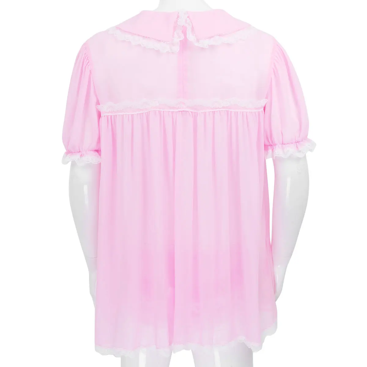 TiaoBug мужское шифоновое нижнее белье для взрослых Babydoll воротник пышные рукава