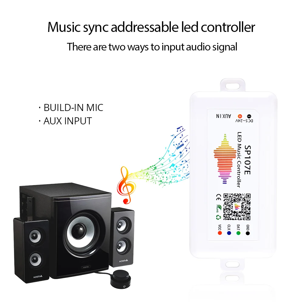 Светодиодный контроллер Bluetooth управление музыкой Pixel IC SPI Phone APP для WS2812 SK6812 SK9822 RGBW