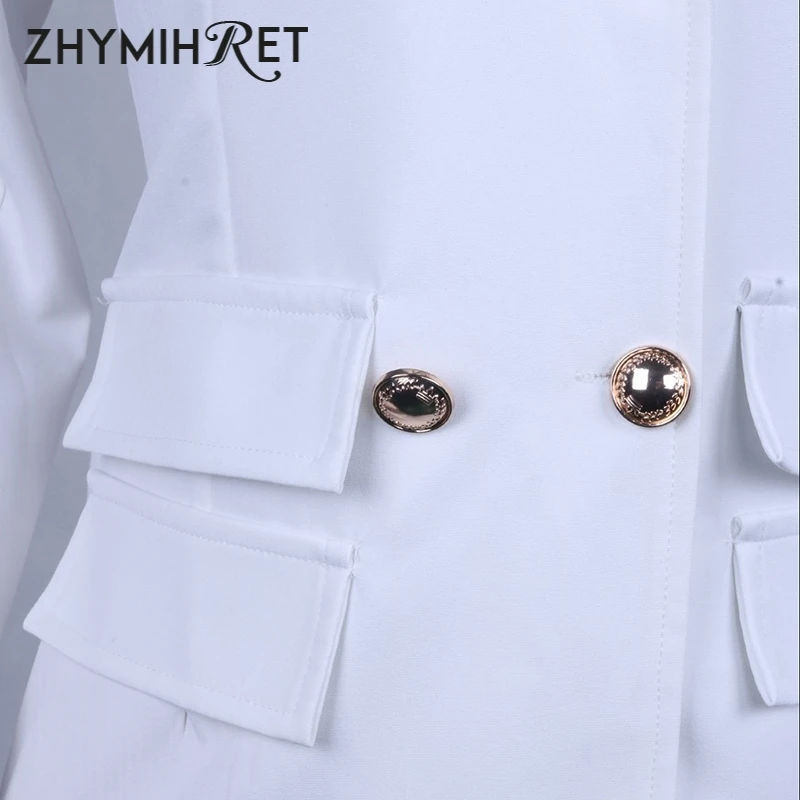 Женское винтажное офисное платье zhymifret белое однобортное блейзер с длинным