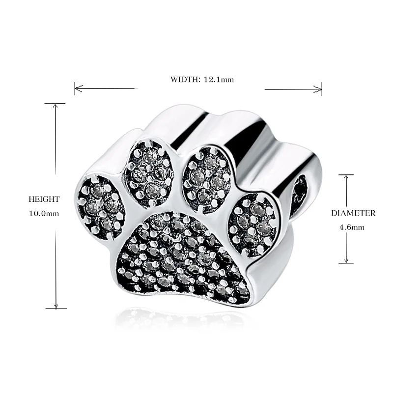 Fit Pandora Silver 925 Original Bracelet Beads Sweet Dog Puppy Paw Adorable Footprint Charms DIY fine jewelry accessories Gifts | Украшения