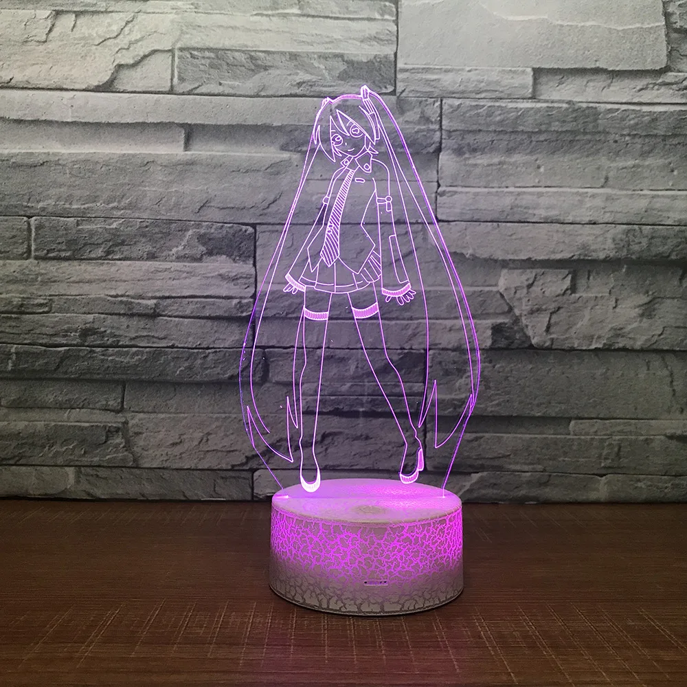 3D мультфильм хацумэ Мику LED RGB Ночник светильник 7 цветов Изменение Настольный