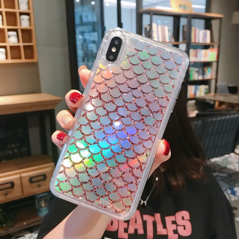 Шикарные чехлы с жидким динамическим песком и русалочкой для iPhone X XR XS MAX 6 6S 7 Plus |
