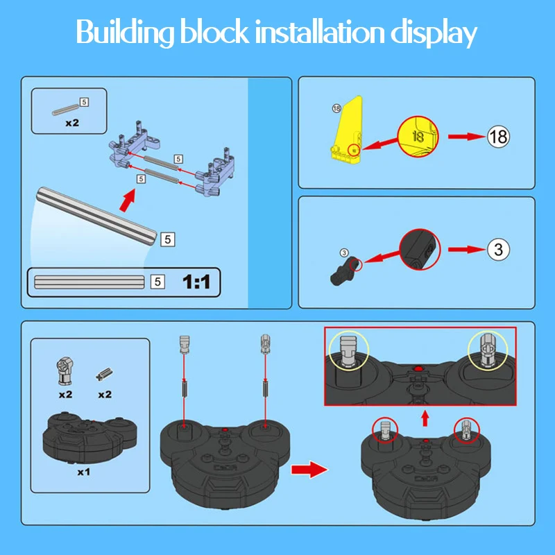 

2.4G Electric Remote Control Pickup Truck City 2 In 1 Transformable Race RC Car Building Block Set Toy