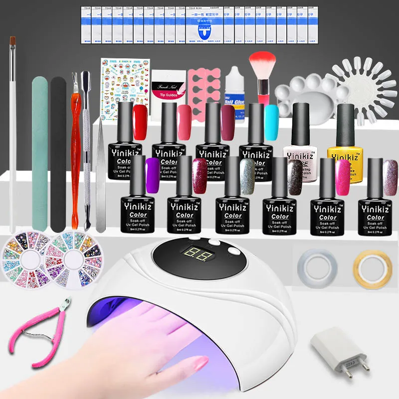 S3603 nail gel set Yinikiz черная бутылка комплект гель-лака и набор 8 мл полулак Перманентный УФ быстросохнущая Лампа гель лак набор наращивание ногтей Инструменты Кисти - Цвет: S3603 nail gel set
